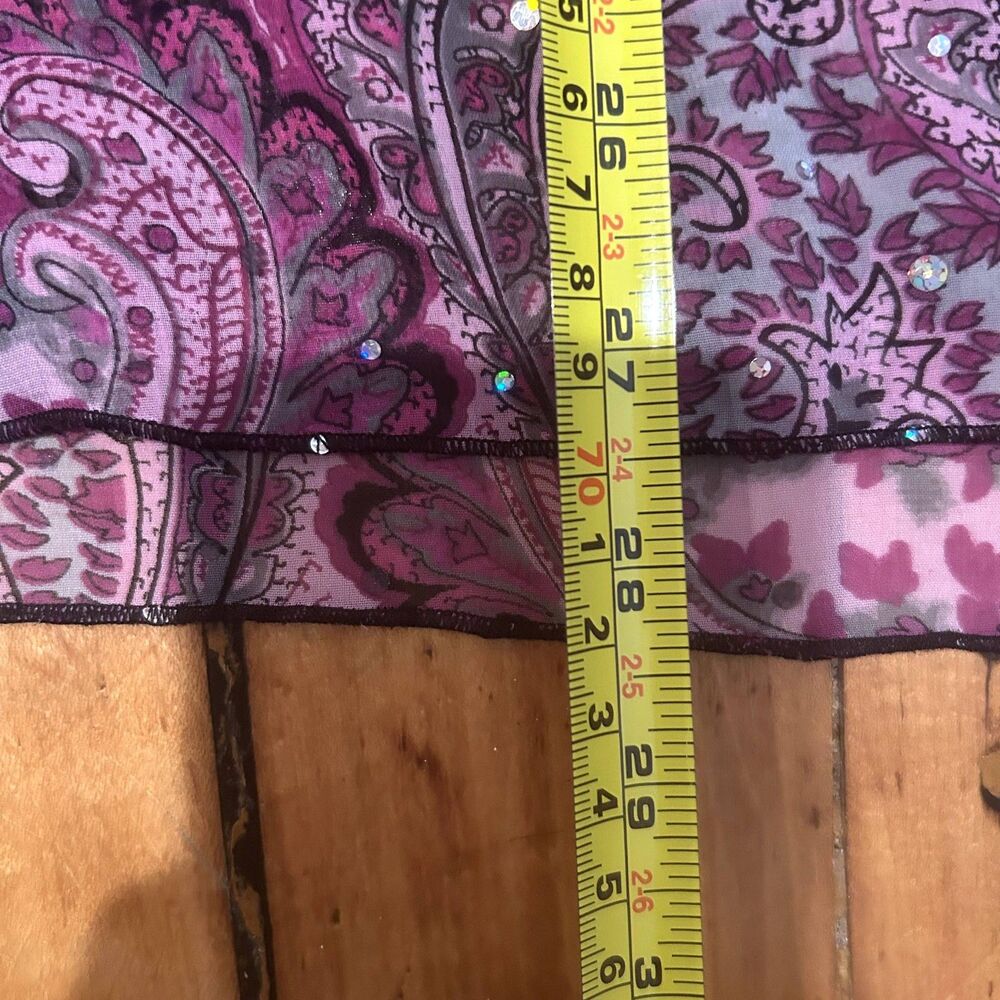 Maggie Barnes Womens Purple Pink Paisley Blouse-Beaded-Sz 2X-Flowy-Fairy-Event - Picture 5 of 8